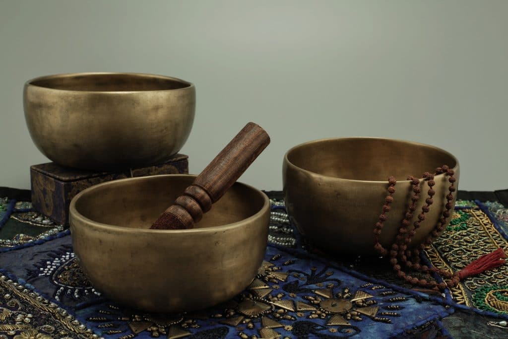 set of three Himalayan singing bowls