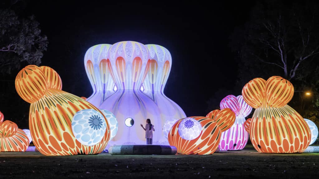 inflatable glowing art installation