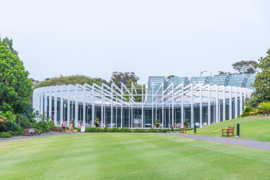 the calyx at the royal botanic garden sydney as seen from the lawn outside