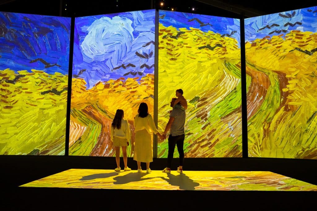 a family of four at the van gogh alive exhibition in adelaide
