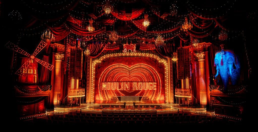 a lit up stage for moulin rouge