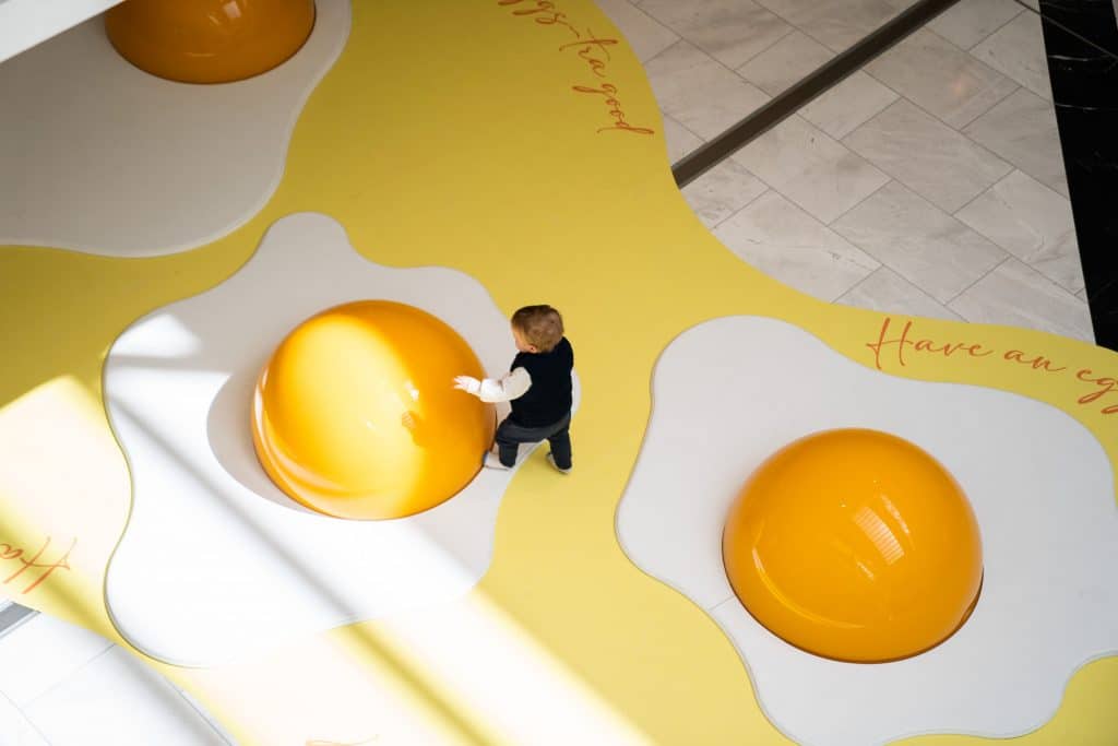 an installation of an egg at the chatswood food trail