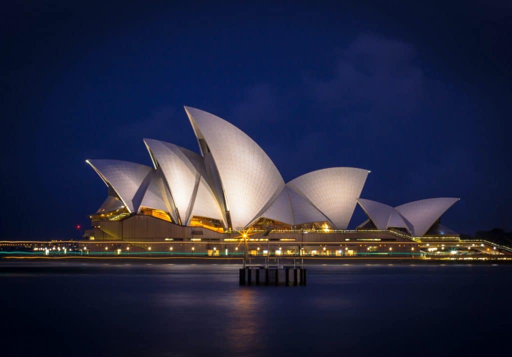 sydney opera house sails lit up