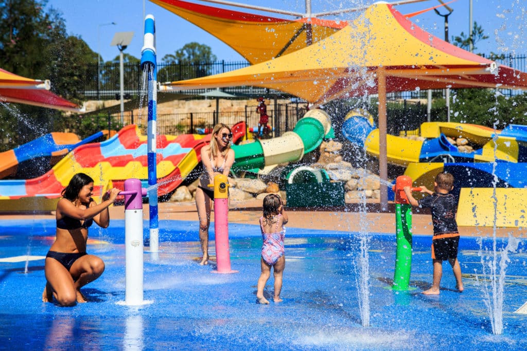 colourful splashy pads at a waterpark