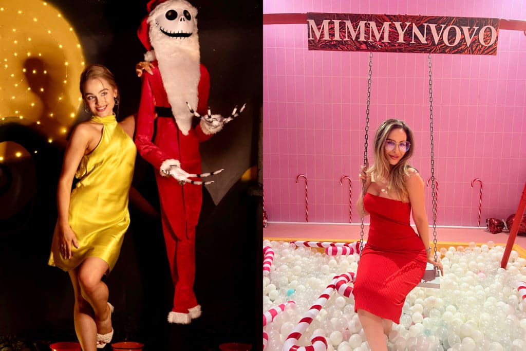 mimmynvovo christmas selfie studio sets with people posing for photos