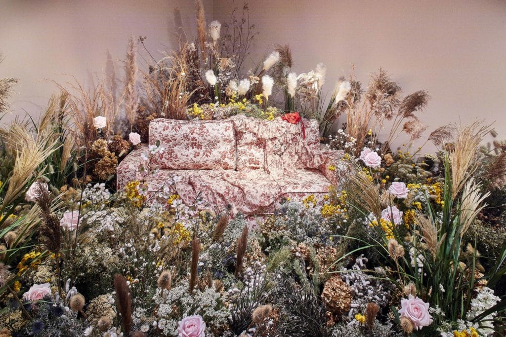 a floral installation at the Gucci Garden Archetypes exhibition