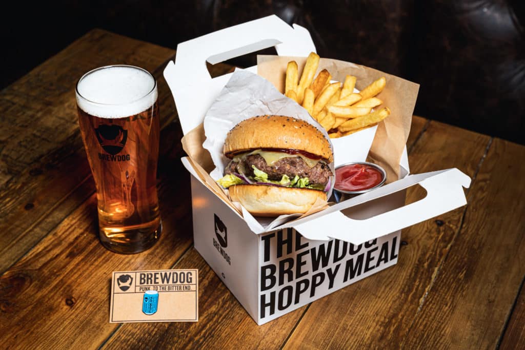 burgers and a beer by brewdog