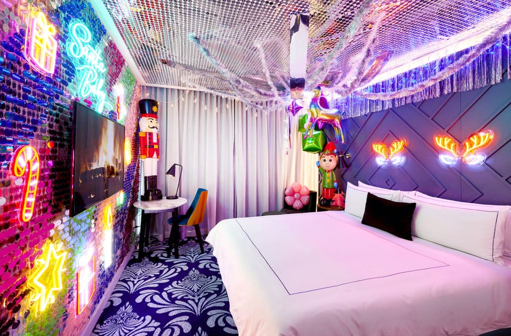 christmas-themed room at west hotel sydney