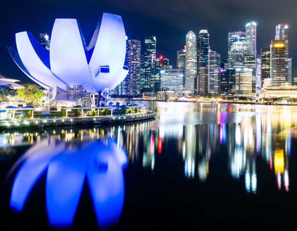 singapore waterfront at night