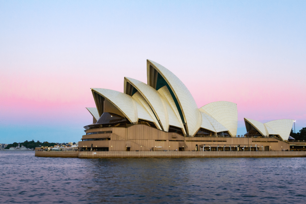 View of the sydney opera house at sunset