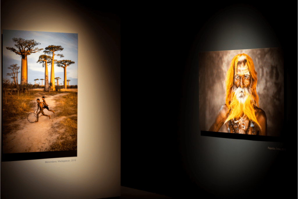 two images on the walls of the ICONS exhibition in Sydney 
