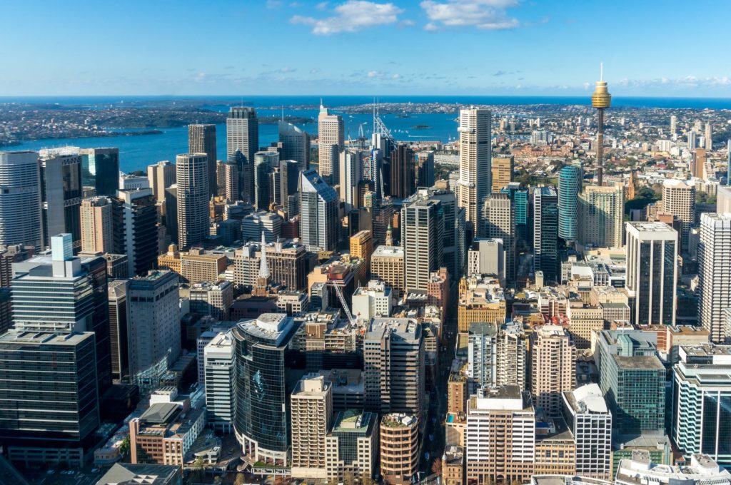 an aerial view of Sydney's city centre