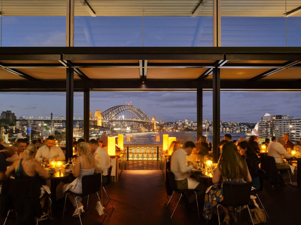 Cafe Sydney evening main dining room view from banquette 2022