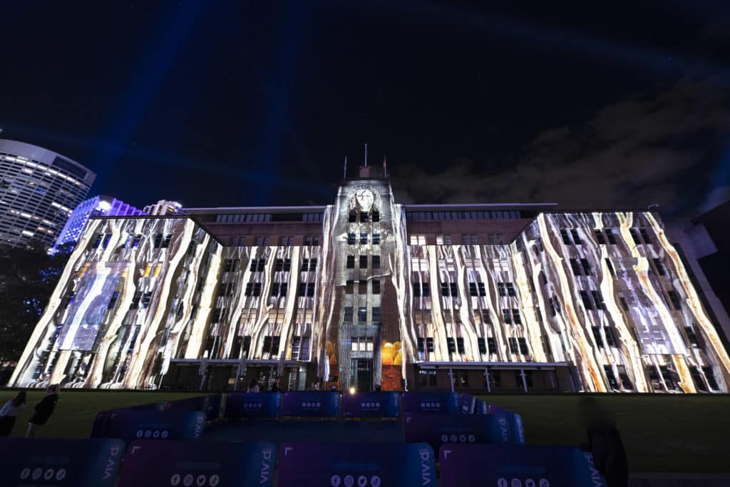 light projection on the MCA facade