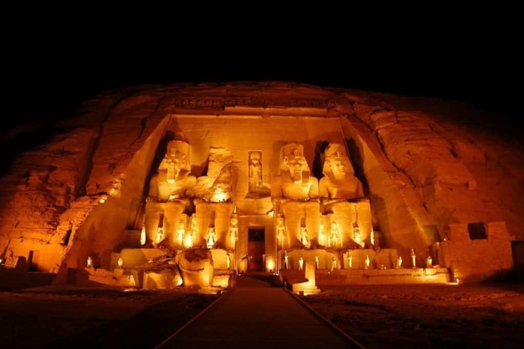 Egypt's Abu Simbel temples at night