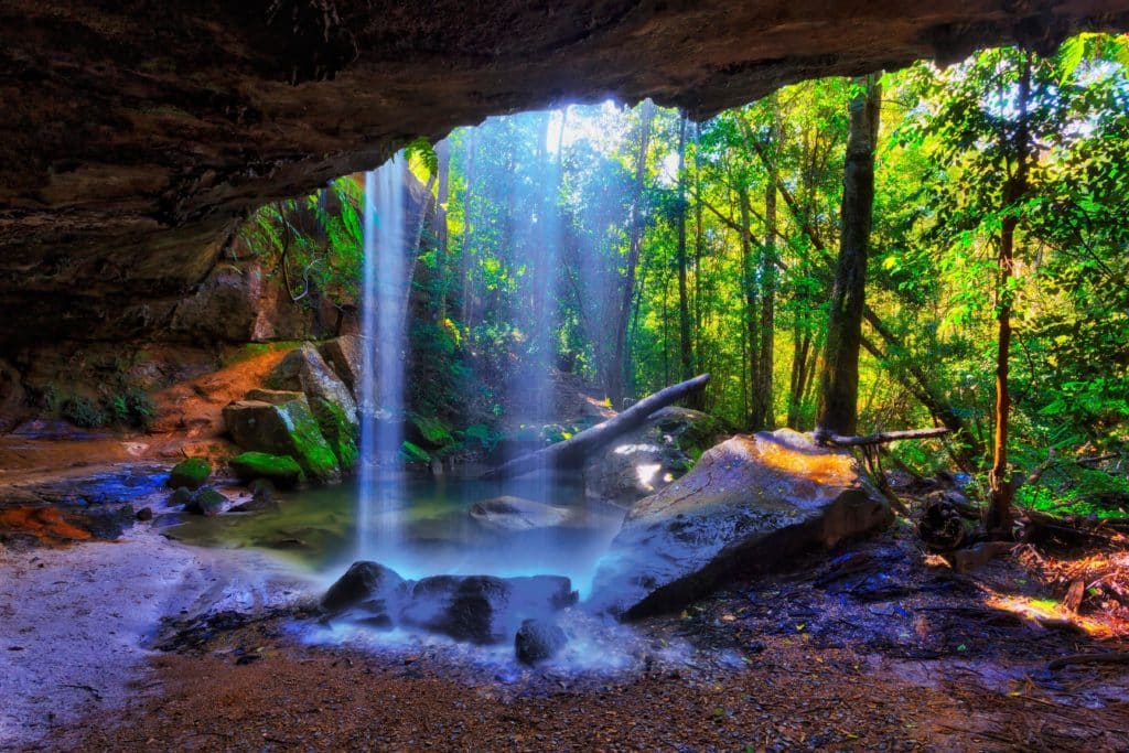 This Waterfall In The Blue Mountains Sparkles With Glow Worms After Dark